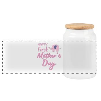 Mom - Mum - Mom - Mothers Day - Mom - Gift - Panoramic Cookie Jar with Wooden Lid - white - Front