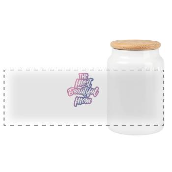 Mother - Mother's Day - Mom - Mommy - Mom - Gift - Panoramic Cookie Jar with Wooden Lid - white - Front