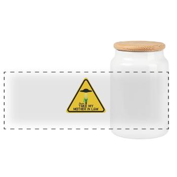 Take my mother-in-law - Panoramic Cookie Jar with Wooden Lid - white - Front