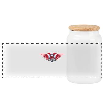 Albanian emblem Albanian eagle gjilan shqiptar - Panoramic Cookie Jar with Wooden Lid - white - Front