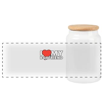 i love my boyfriend - Panorama Keksdose mit Holzdeckel - Weiß - Vorne