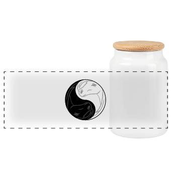 Symbole drôle de Tai Chi de Yin Yang Horse - Boîte à biscuits avec couvercle en bois - blanc - Devant