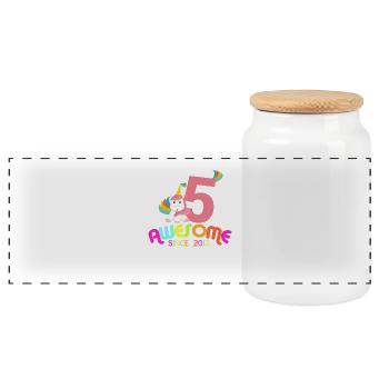 Awesome Since 2013 Unicorn Birthday Gift - Panoramic Cookie Jar with Wooden Lid - white - Front