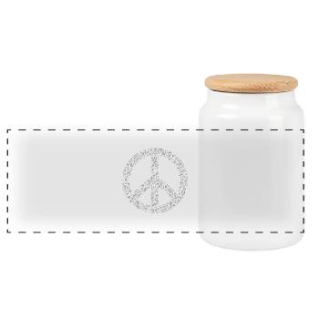 Peace - Panoramic Cookie Jar with Wooden Lid - white - Front
