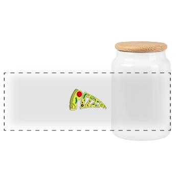 Pizza artwork - Panorama Keksdose mit Holzdeckel - Weiß - Vorne