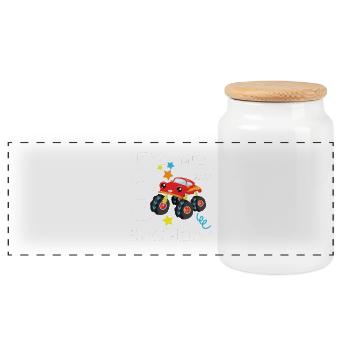 3 years Birthday Third Birthday Gift Three - Panoramic Cookie Jar with Wooden Lid - white - Front