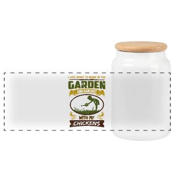 Travail dans le jardin Hangout avec chickens T-shirt - Boîte à biscuits avec couvercle en bois - blanc - Devant