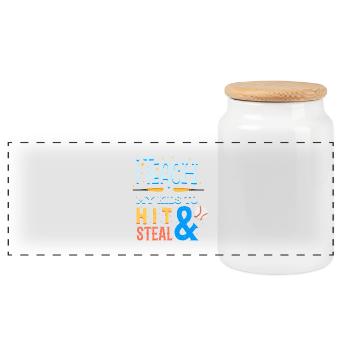 I Teach My Kids to Hit and Steal Baseball Mom Gift - Panoramic Cookie Jar with Wooden Lid - white - Front