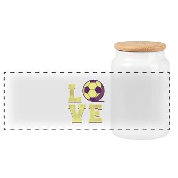 I love Soccer Gift - Panorama Keksdose mit Holzdeckel - Weiß - Vorne