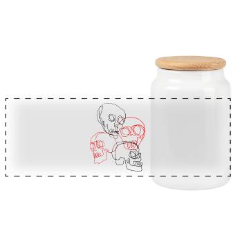 crânes - Boîte à biscuits avec couvercle en bois - blanc - Devant
