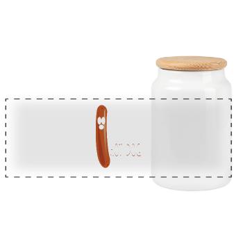 Hot Dog - heißer Hund - Geschenk - Panorama Keksdose mit Holzdeckel - Weiß - Vorne