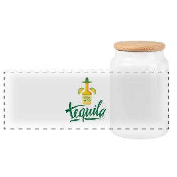 Tequila gift idea - Panoramic Cookie Jar with Wooden Lid - white - Front