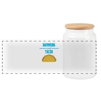 Funny chlorine float tacos t-shirt gift - Panoramic Cookie Jar with Wooden Lid - white - Front