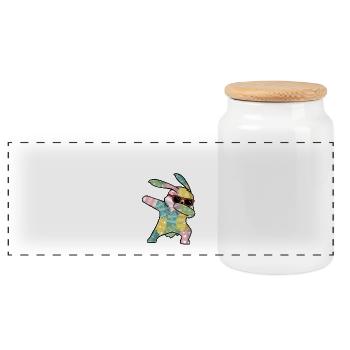 Dabbing Easter Bunny Osterhase Ostern - Panorama Keksdose mit Holzdeckel - Weiß - Vorne