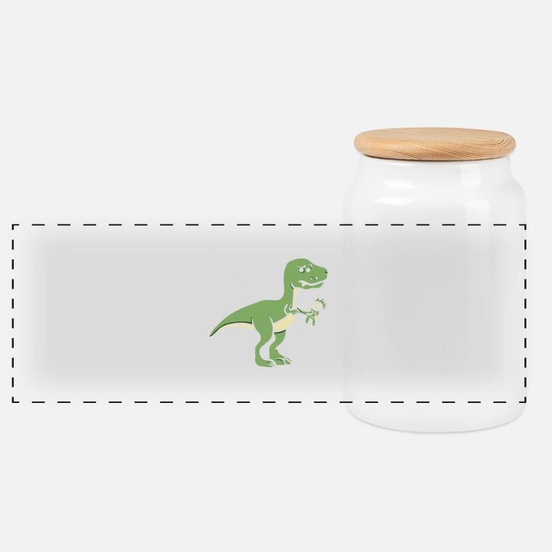 Ist das Bio? Dino - Vegan - Dinosaurier - Panorama Keksdose mit Holzdeckel - Weiß