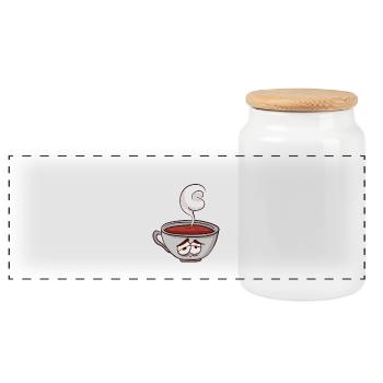 Good Morning - Good morning coffee - Panoramic Cookie Jar with Wooden Lid - white - Front
