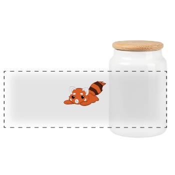 Panda rouge - Économe en énergie - Environnement - Paresseux - Boîte à biscuits avec couvercle en bois - blanc - Devant