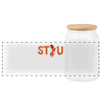 Red Panda STFU - Shut Up - Sarcasm - Panoramic Cookie Jar with Wooden Lid - white - Front