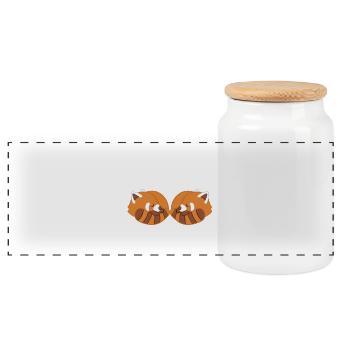 Red Panda - Love - Couple - Partner - Gift - Panoramic Cookie Jar with Wooden Lid - white - Front
