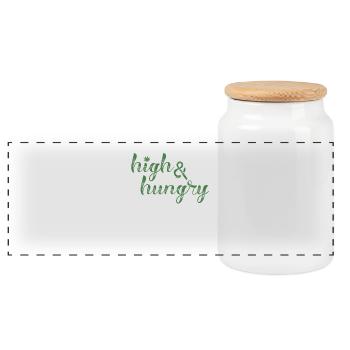 high and hungry hemp jamaica mariuhana chill kif - Panoramic Cookie Jar with Wooden Lid - white - Front