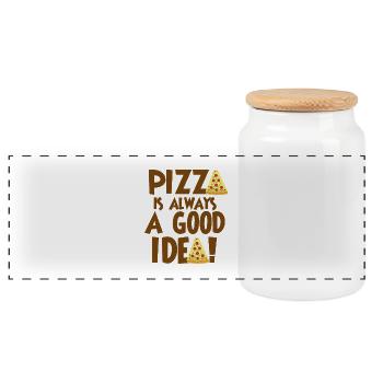Pizza is always a good idea - Panoramic Cookie Jar with Wooden Lid - white - Front