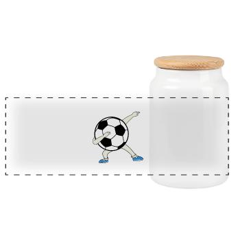 Dabbing Dab Fußball Ball Spieler Spiel Sport Elf - Panorama Keksdose mit Holzdeckel - Weiß - Vorne
