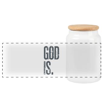 Gott ist. von JT4Christ - Panorama Keksdose mit Holzdeckel - Weiß - Vorne