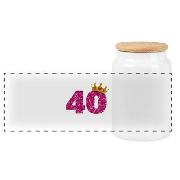 Glitter 1980 40 Jahre Geburtstag Pailletten Krone - Panorama Keksdose mit Holzdeckel - Weiß - Vorne