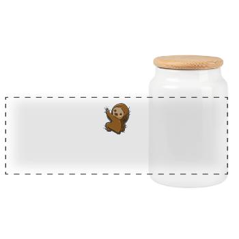 Sloth baby Funny funny birthday gift - Panoramic Cookie Jar with Wooden Lid - white - Front