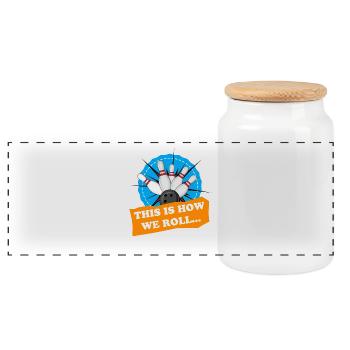 Bowling T-Shirt - Wthis is how we roll bowler tee - Panoramic Cookie Jar with Wooden Lid - white - Front
