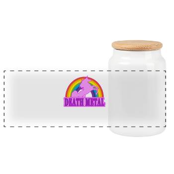 Unicorn Death Metal Rainbow cadeau - Boîte à biscuits avec couvercle en bois - blanc - Devant