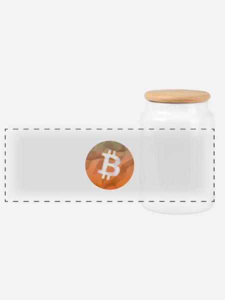 Bitcoin - Panoramic Cookie Jar with Wooden Lid - white