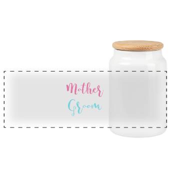 Mother of the groom wedding bachelorette mum - Panoramic Cookie Jar with Wooden Lid - white - Front