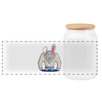 BigFoot Sasquatch Easter Gift T-Shirt - Panoramic Cookie Jar with Wooden Lid - white - Front
