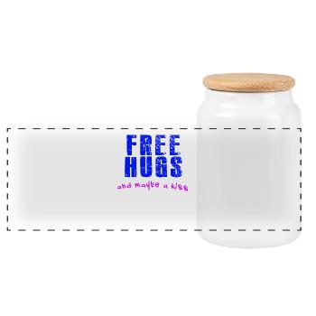 Free hugs - Panorama Keksdose mit Holzdeckel - Weiß - Vorne