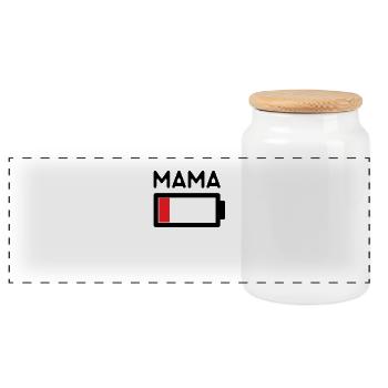 Mama Family Energy Battery Battery Blank T-Shirt - Panoramic Cookie Jar with Wooden Lid - white - Front
