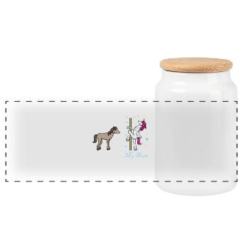 Einhorn Pferd Deine Tante Meine Tante Geschenk EN - Panorama Keksdose mit Holzdeckel - Weiß - Vorne