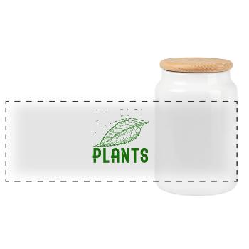 Powered By Plants - Panoramic Cookie Jar with Wooden Lid - white - Front