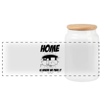 Camping camper camping gift caravan saying - Panoramic Cookie Jar with Wooden Lid - white - Front