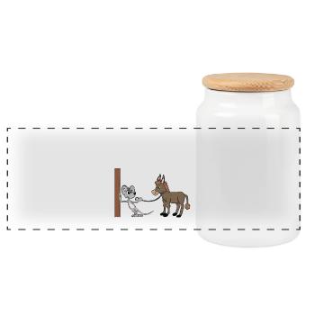 Donkey horse mouse i dont give a funny funny fun ne - Panoramic Cookie Jar with Wooden Lid - white - Front