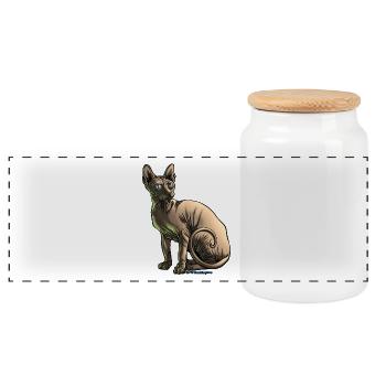 Sushi die Sphynx Katze - Panorama Keksdose mit Holzdeckel - Weiß - Vorne