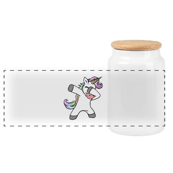 Dab Dance Dabbing Unicorn Dancing Unicorn - Panoramic Cookie Jar with Wooden Lid - white - Front