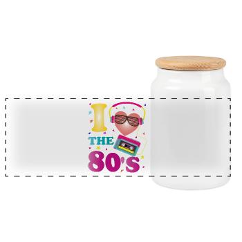 I love the 80's - Panorama Keksdose mit Holzdeckel - Weiß - Vorne