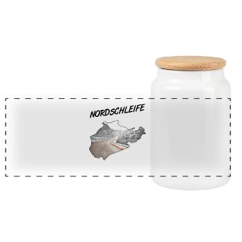 Nordschleife - Panorama Keksdose mit Holzdeckel - Weiß - Vorne