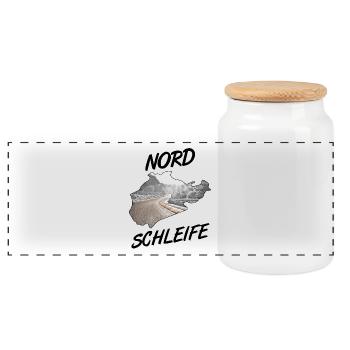 Nordschleife - Panorama Keksdose mit Holzdeckel - Weiß - Vorne