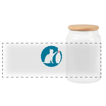 Bowling Katze Kegeln T-Shirt Katzenshirt - Panorama Keksdose mit Holzdeckel - Weiß - Vorne