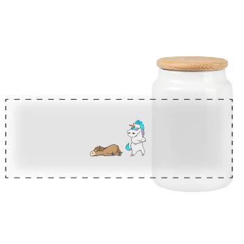 Einhorn Pferd Deine Tante Meine Tante Geschenk DE - Panorama Keksdose mit Holzdeckel - Weiß - Vorne