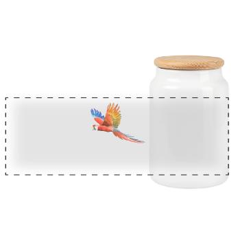 Bunter Papagei - Kinder Männer Frauen T-Shirt - Panorama Keksdose mit Holzdeckel - Weiß - Vorne