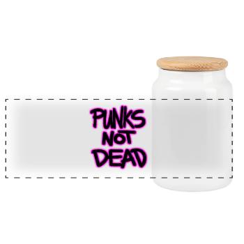 punks not dead - Panoramic Cookie Jar with Wooden Lid - white - Front