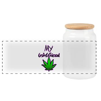 Meine Freundin Cannabis - Panorama Keksdose mit Holzdeckel - Weiß - Vorne